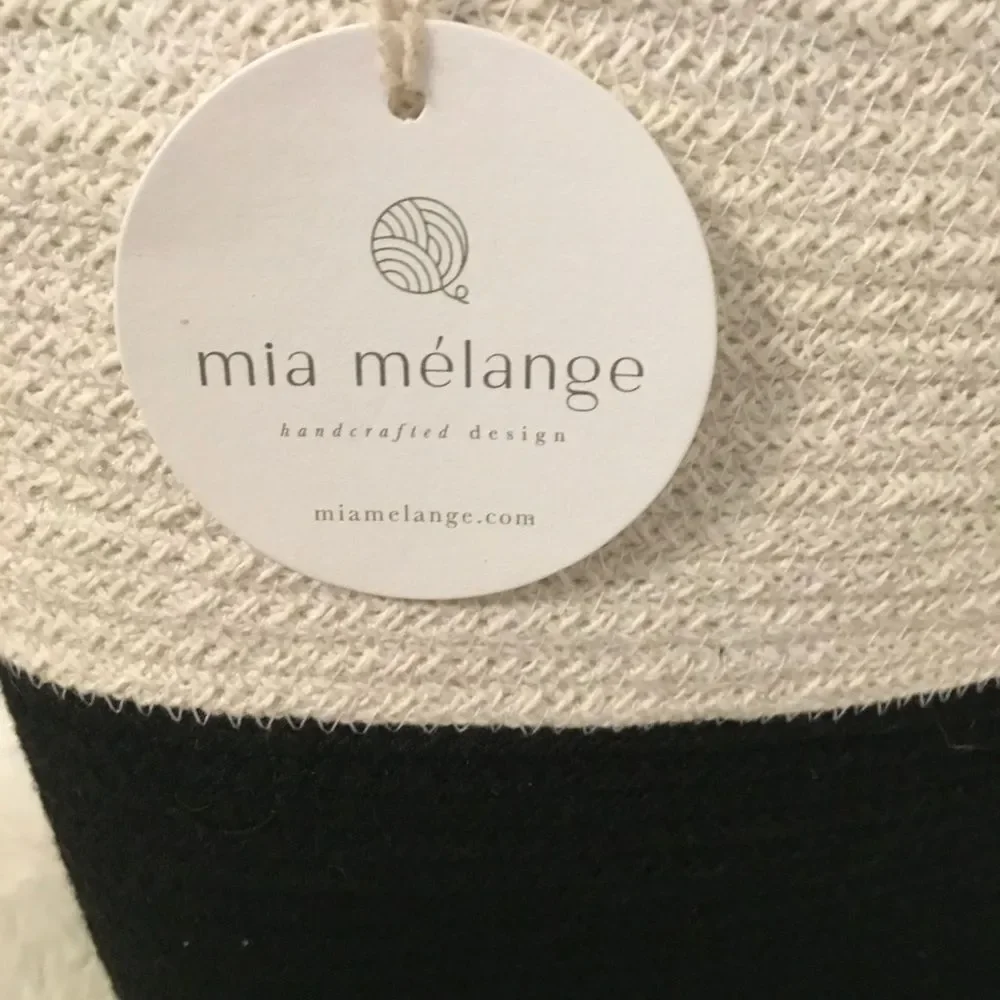 NEW Mia Mélange Handcrafted Foldable Cotton Basket Black Offwhite